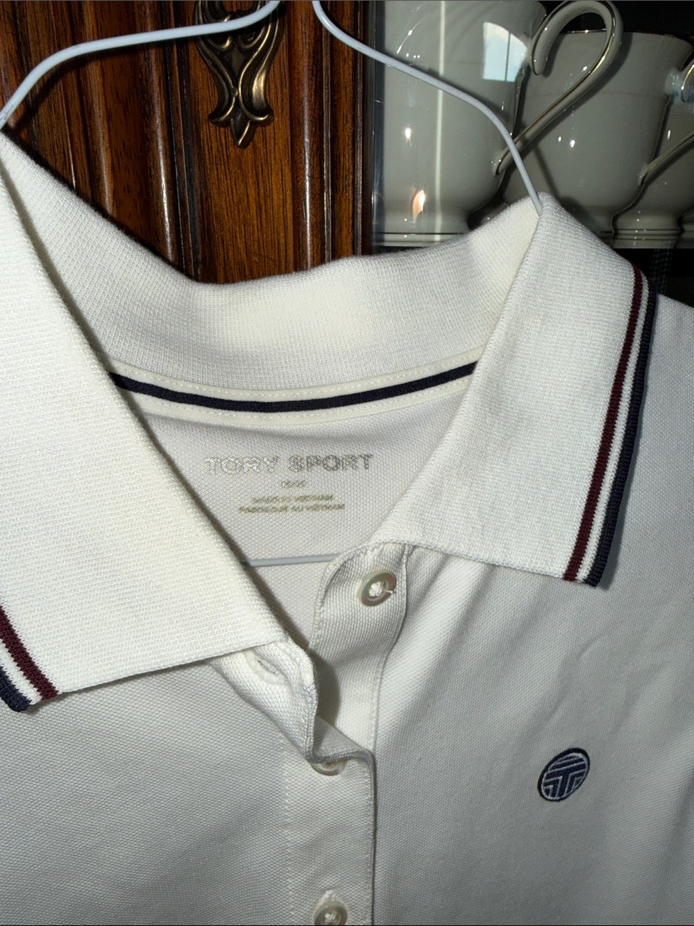 Tory Sport White Performance Pique  Tipped Sleeveless Polo - Picture 2 of 6